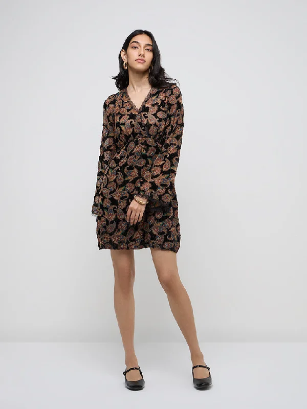 LOV Multicolour Paisley Print A-Line Dress