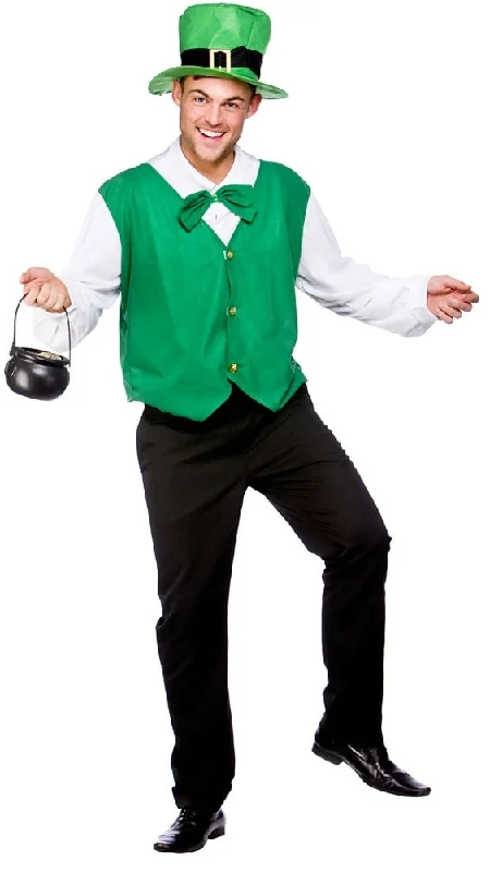 Mens Lucky Leprechaun St Patricks Day Fancy Dress Costume + Hat