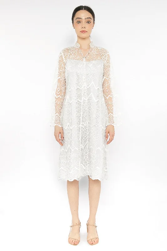 Ameera Embroidered Outer Dress in White