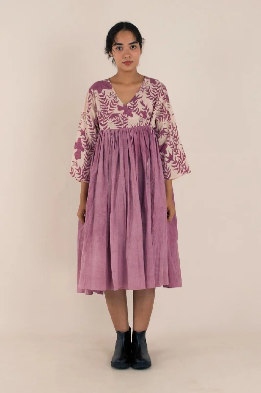 Purple Hand-Painted Kalidaar Cotton Dress