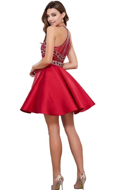 Nox Anabel - Embellished High Halter Cocktail Dress 6262SC