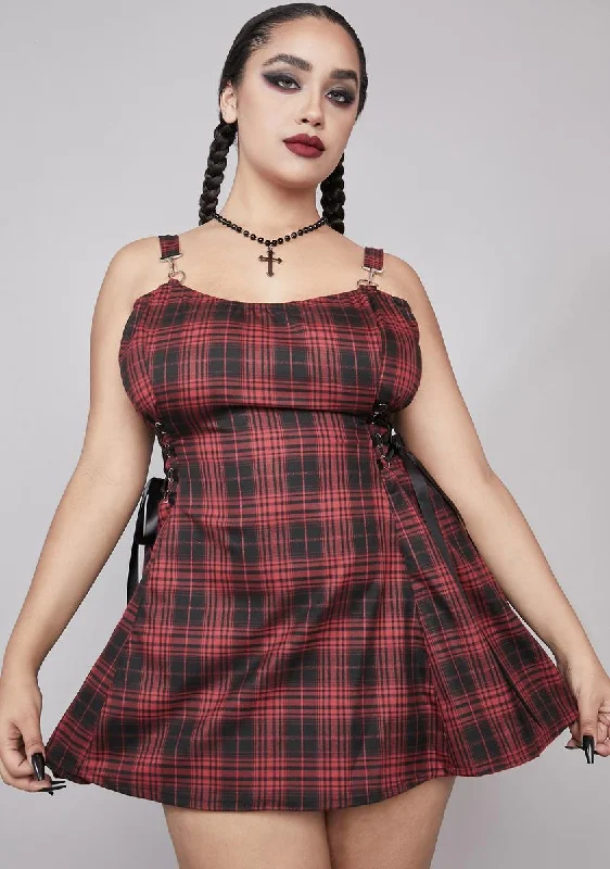 Plus Devious Charm School Dropout Plaid Dress