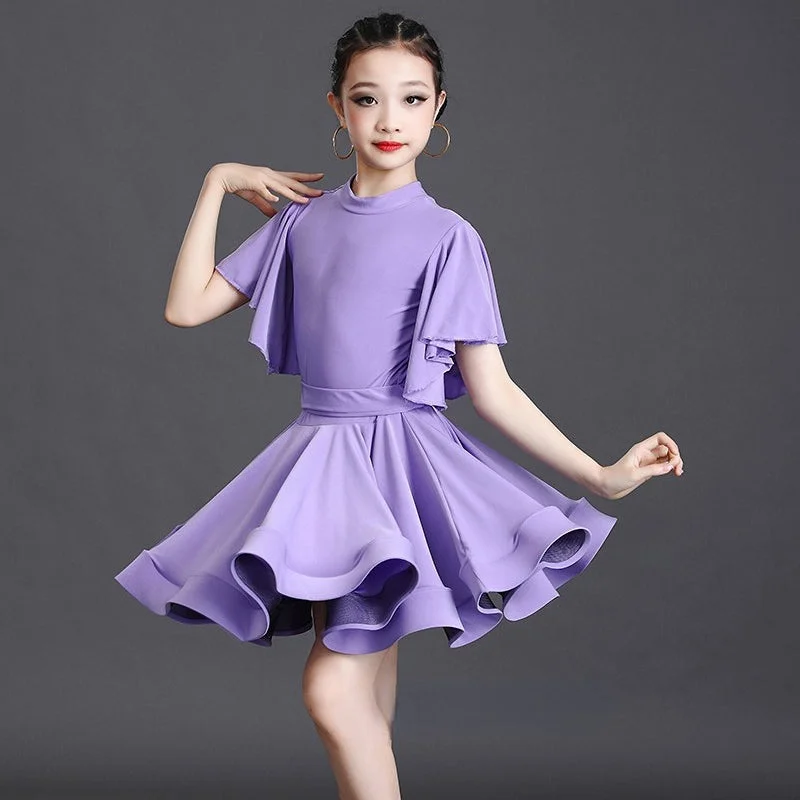 Short Flare Sleeve Latin Dance Dress