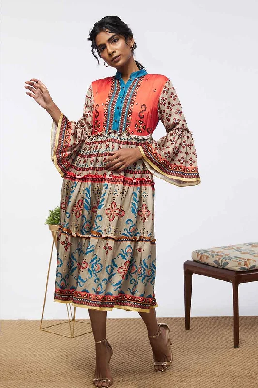 Elements Printed Tiered Dress