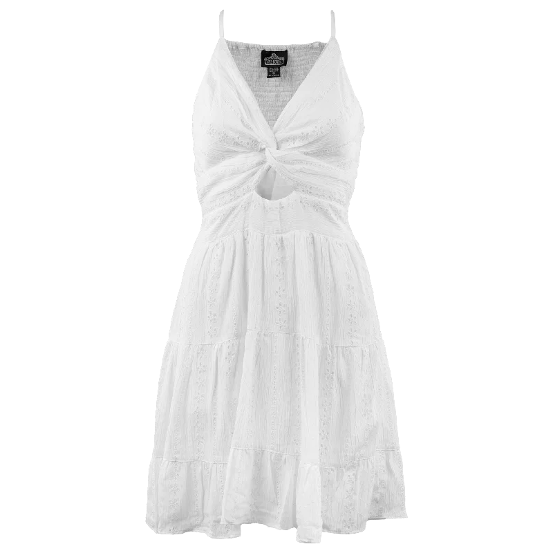 Spaghetti Strap White Lace Dress