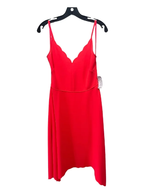 Ted Baker Size 2/M Bright Pink Polyester Scalloped Edge Spaghetti Strap Dress