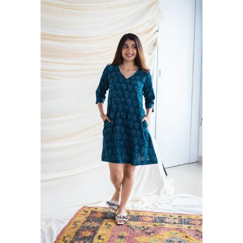 The Indian Ethnic Co. Indigo Slub Cotton Dress