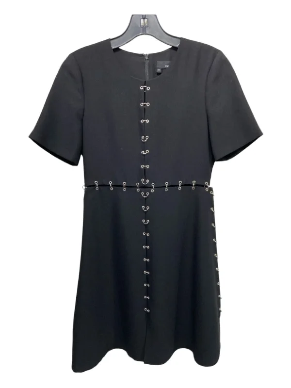 The Kooples Size XS Black Polyester SHW Chain Detail Back Zip Above Knee Dress