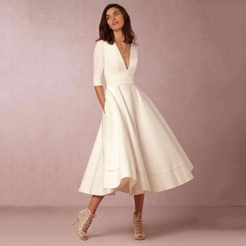 V-neck Dresses - Retro 60s