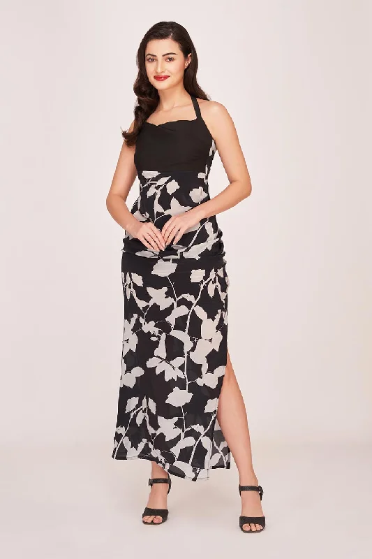 Black Printed Long Dress