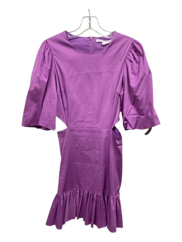 Veronica Beard Size 2 Purple Cotton Blend Round Neck Flounce Hem Cut Out Dress
