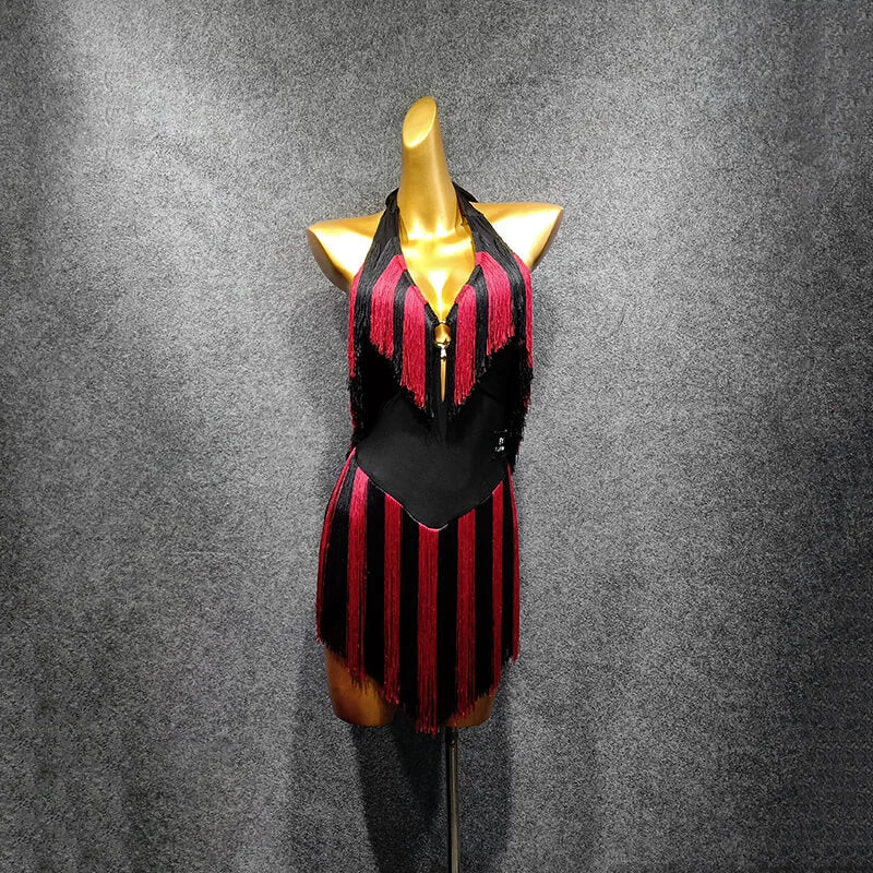 Wild Asymmetric Latin Dress with Tassels