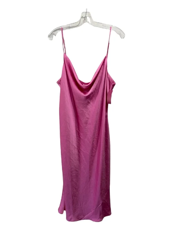 Wilfred Size 2XL Pink Polyester Spaghetti Strap Cowl Neck Bias Cut Sheath Dress
