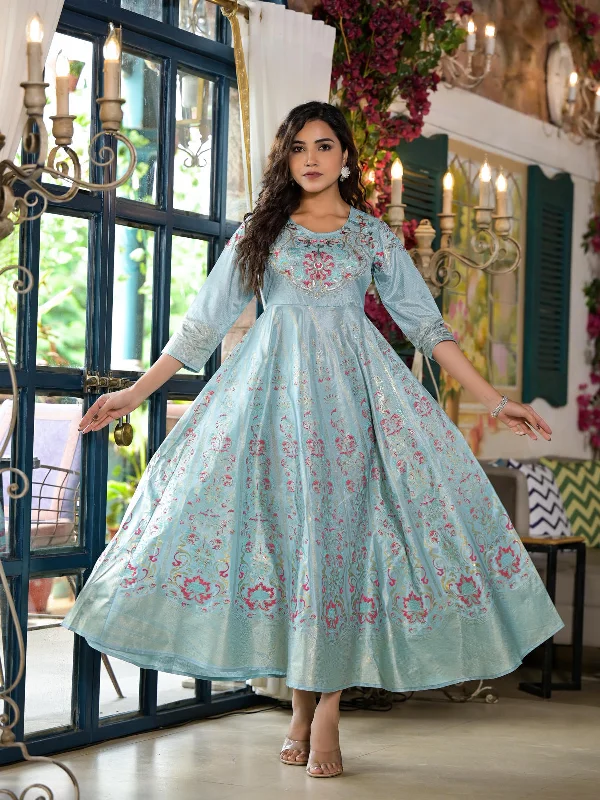 Women's Sea Green Santoon Printed Dress - Juniper
