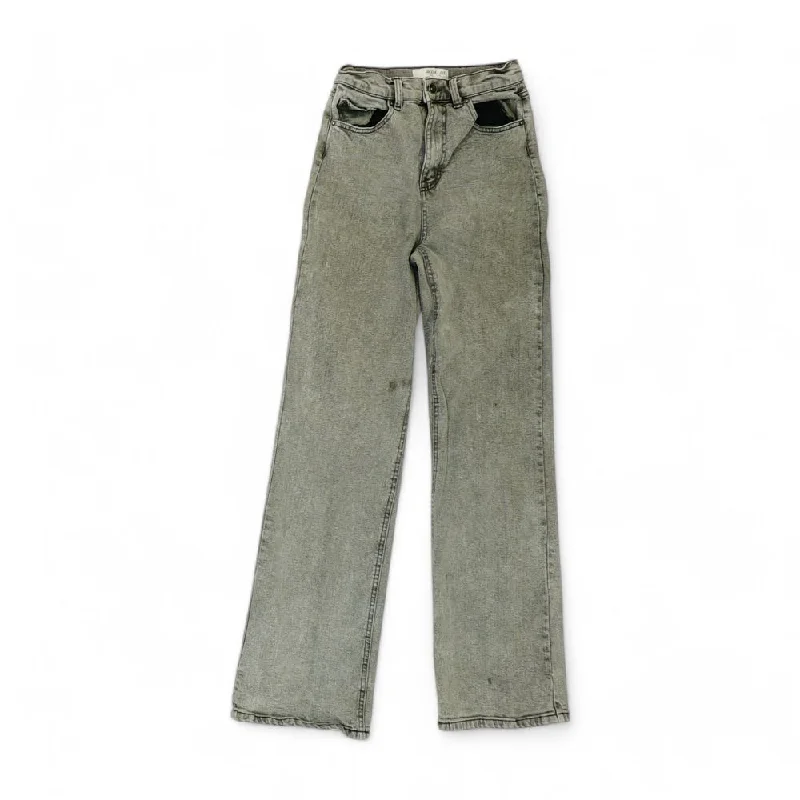 Black Solid High Rise Wide Leg Jeans Trendy Button-Up High-Waist Jeans