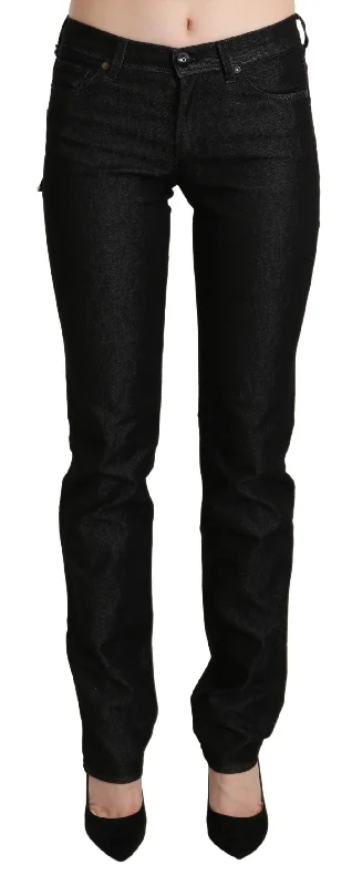Ermanno Scervino Chic Black Mid Waist Skinny Jeans Stylish High-Waisted Denim