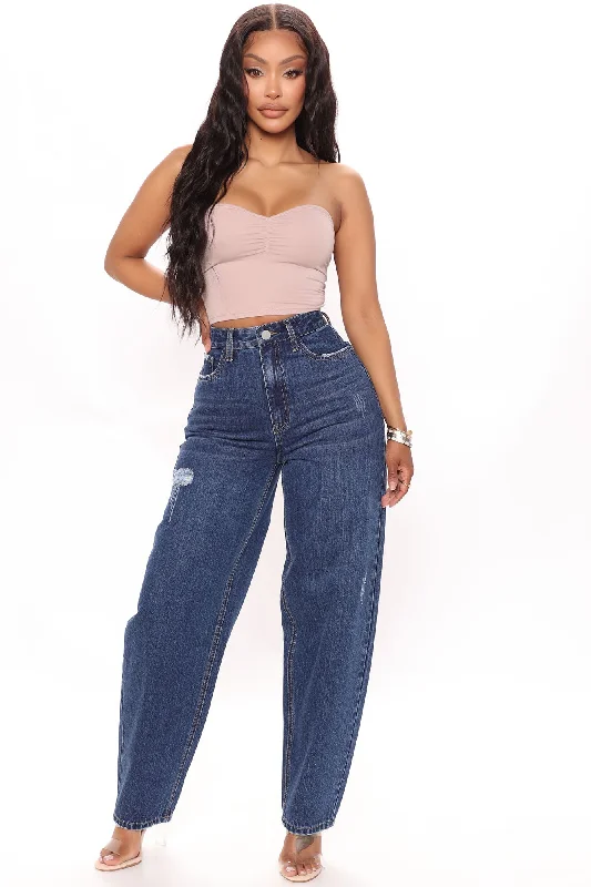 Livin' Loose High Rise Mom Jeans - Medium Blue Wash Trendy Wide-Leg High-Waist Denim Livin' Loose High Rise Mom Jeans - Medium Blue Wash Trendy Wide-Leg High-Waist Denim