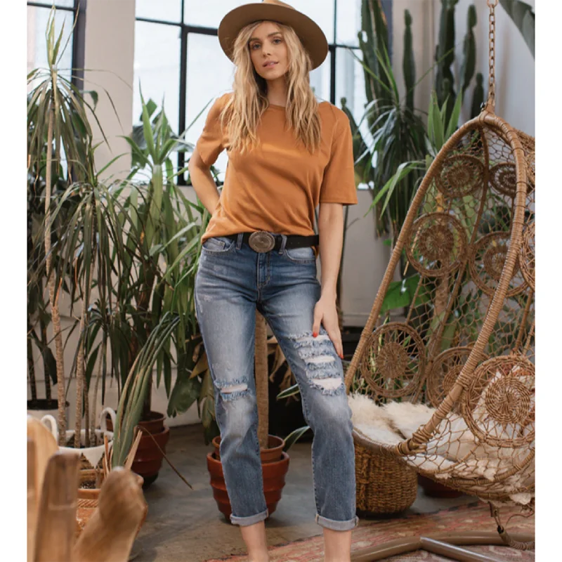 Tomboy Skinny Jean Trendy Patchwork Denim Jeans