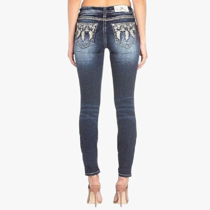 Miss Me Womens Charmed Skinny Jean Dark Stonewash Comfortable Full-Length Denim Jeans Miss Me Womens Charmed Skinny Jean Dark Stonewash Comfortable Full-Length Denim Jeans