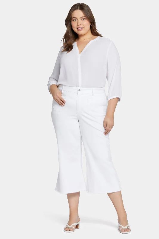 Patchie Wide Leg Capri Jeans In Petite Plus Size - Optic White Fashionable Slim Fit Jeans Patchie Wide Leg Capri Jeans In Petite Plus Size - Optic White Fashionable Slim Fit Jeans