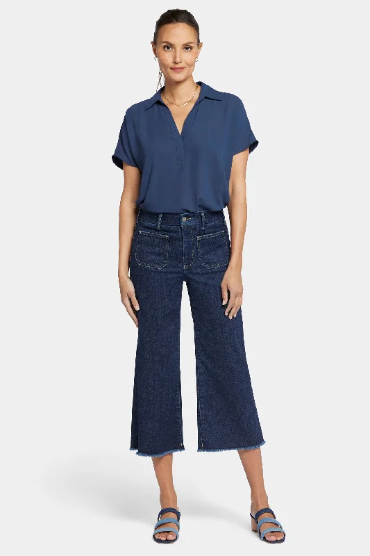 Patchie Wide Leg Capri Jeans In Petite - Sublime Fashionable Relaxed Fit Denim