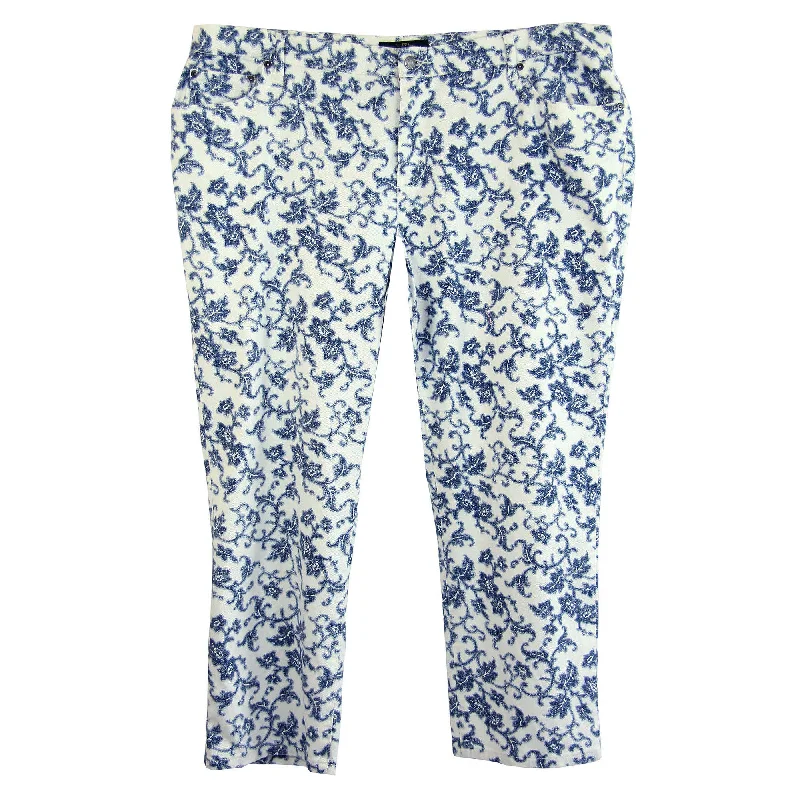 Ralph Lauren Multi Color Floral Denim Modern Straight Jeans Stylish Shredded Denim Jeans Ralph Lauren Multi Color Floral Denim Modern Straight Jeans Stylish Shredded Denim Jeans