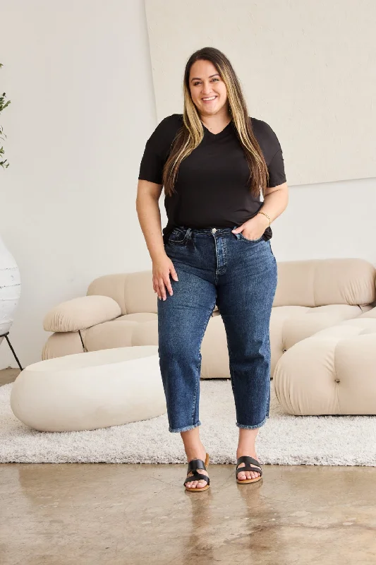 RFM Full Size Tummy Control High Waist Raw Hem Distressed Jeans Casual Skinny Fit Jeans RFM Full Size Tummy Control High Waist Raw Hem Distressed Jeans Casual Skinny Fit Jeans