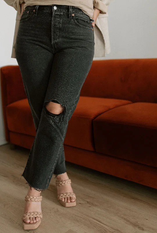 The Wedgie Straight Fit Jean by Levi's - After Sunset Chic Rip-Detail High-Waist Jeans The Wedgie Straight Fit Jean by Levi's - After Sunset Chic Rip-Detail High-Waist Jeans