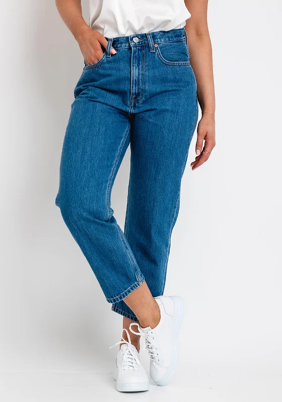 Tommy Jeans Womens Harper High Rise Straight Jeans, Blue Denim Fashionable Raw Hem Bootcut Jeans Tommy Jeans Womens Harper High Rise Straight Jeans, Blue Denim Fashionable Raw Hem Bootcut Jeans