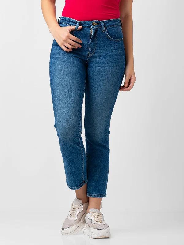 Spykar Women Light Blue Lycra Slim Straight Fit Ankle Length Jeans (Emma) Stylish Tapered Fit Jeans Spykar Women Light Blue Lycra Slim Straight Fit Ankle Length Jeans (Emma) Stylish Tapered Fit Jeans