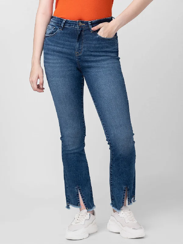 Spykar Women Mid Blue Cotton Bootcut Fit Ankle Length Jeans (Elissa) Comfortable Ankle Jeans Spykar Women Mid Blue Cotton Bootcut Fit Ankle Length Jeans (Elissa) Comfortable Ankle Jeans