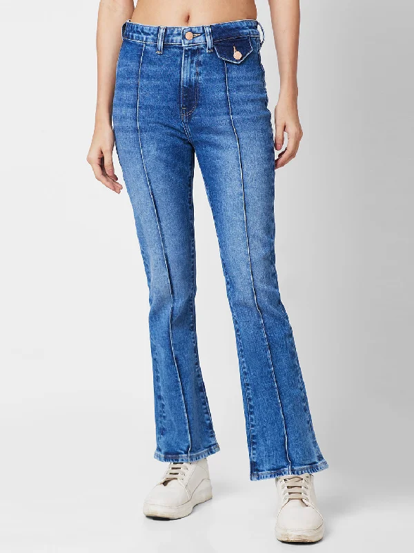 Spykar Women Bootcut Low Distress Heavy Fade Stretchable Jeans Stylish Stone-Wash Denim Jeans Spykar Women Bootcut Low Distress Heavy Fade Stretchable Jeans Stylish Stone-Wash Denim Jeans