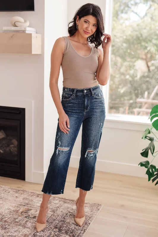Judy Blue Whitney High Rise Distressed Wide Leg Crop Jeans Comfortable Drawstring Waist Jeans Judy Blue Whitney High Rise Distressed Wide Leg Crop Jeans Comfortable Drawstring Waist Jeans