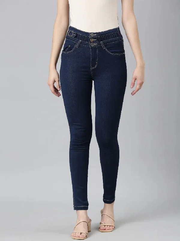 Women Navy Blue Solid Skinny Fit Denim Jeans-LT-22874-Navyblue Casual Distressed Skinny Jeans Women Navy Blue Solid Skinny Fit Denim Jeans-LT-22874-Navyblue Casual Distressed Skinny Jeans