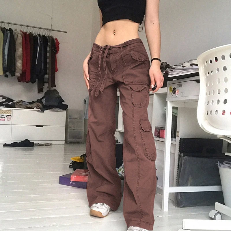 Women Vintage Cargo Jeans Fashionable White Denim Jeans