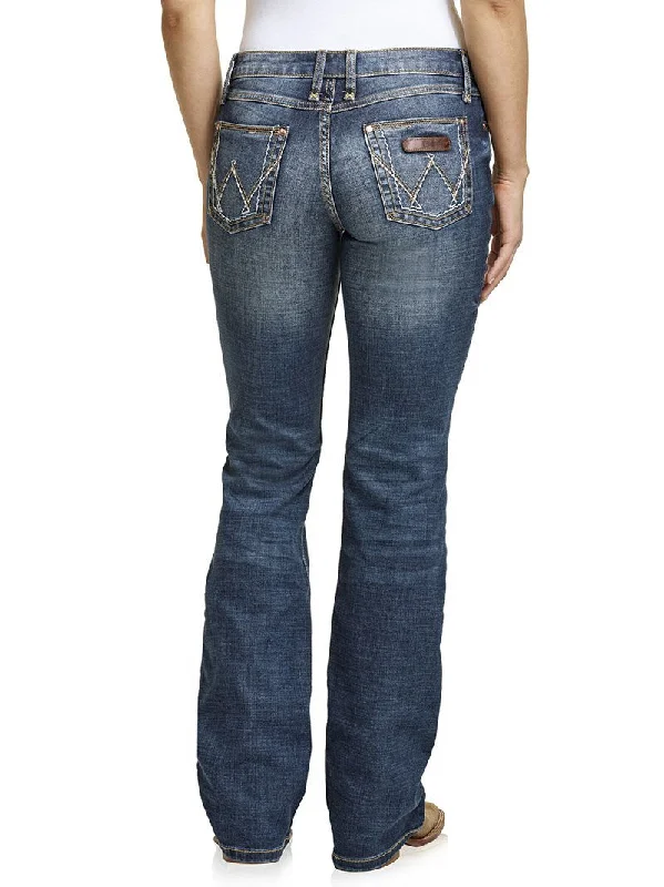 Wrangler 09MWZMS Womens Retro Mae Mid-Rise Bootcut Jeans Dark Wash Fashionable Cropped Denim Jeans Wrangler 09MWZMS Womens Retro Mae Mid-Rise Bootcut Jeans Dark Wash Fashionable Cropped Denim Jeans