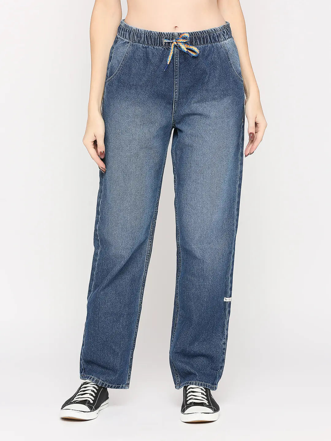 Spykar Women Mid Blue Cotton Straight Fit Regular Length Clean Look High Rise Jeans - (Bella) Stylish High-Rise Mom Jeans Spykar Women Mid Blue Cotton Straight Fit Regular Length Clean Look High Rise Jeans - (Bella) Stylish High-Rise Mom Jeans