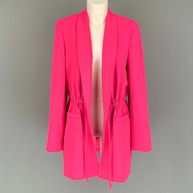 ALICE + OLIVIA Size L Pink Polyester Solid Shawl Collar Jacket Denim Jacket Leather Jacket Suede Jacket ALICE + OLIVIA Size L Pink Polyester Solid Shawl Collar Jacket Denim Jacket Leather Jacket Suede Jacket