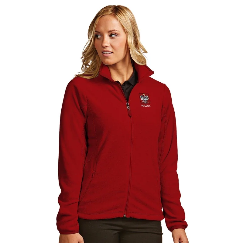 Woman's Polish Polska Antigua Ice Breaker Outerwear Jacket Eagle Embroidered Red Snapped Jacket Toggled Jacket Drawstring Jacket Woman's Polish Polska Antigua Ice Breaker Outerwear Jacket Eagle Embroidered Red Snapped Jacket Toggled Jacket Drawstring Jacket