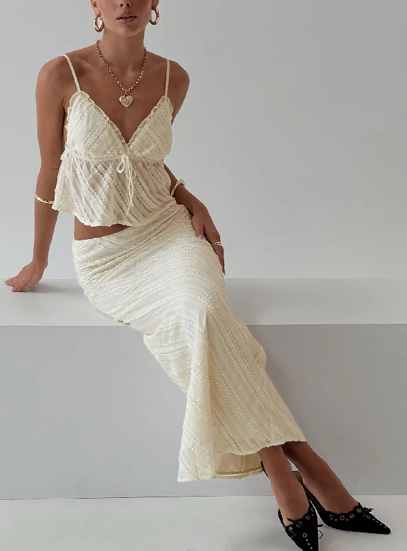 Jacintha Maxi Skirt Cream cashmere skirt fine