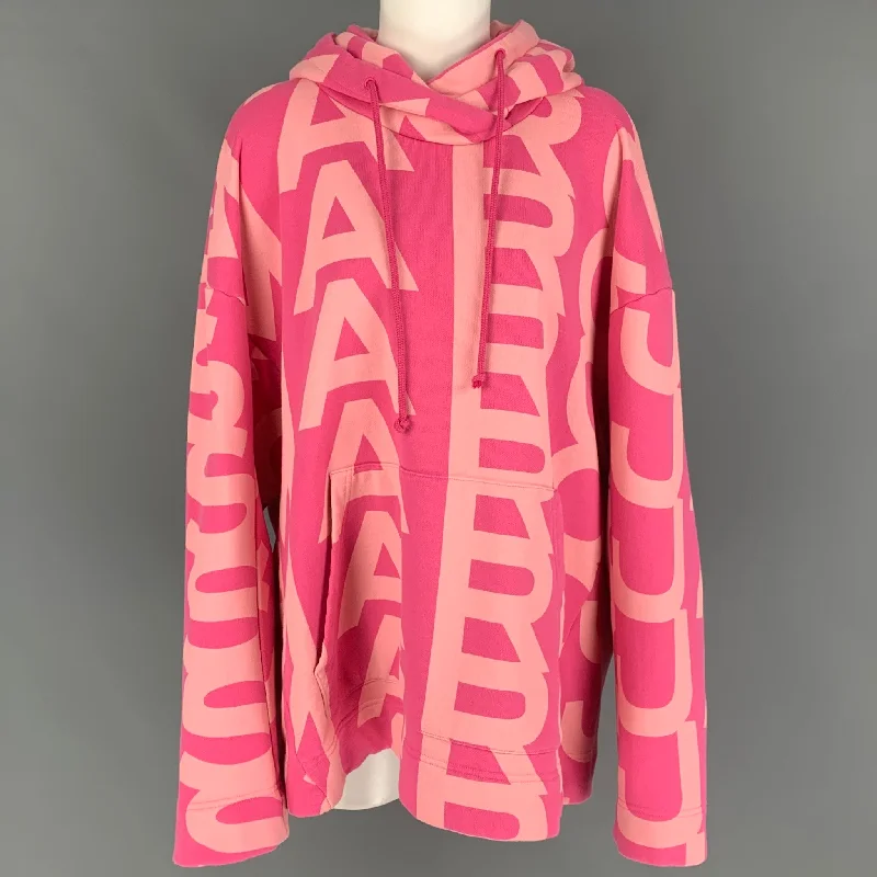 MARC JACOBS Size S Pink Cotton Monogram Hoodie Jacket Zippered Jacket Buttoned Jacket Snapped Jacket MARC JACOBS Size S Pink Cotton Monogram Hoodie Jacket Zippered Jacket Buttoned Jacket Snapped Jacket
