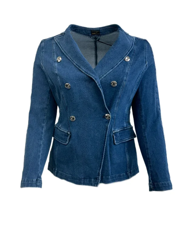 Marina Rinaldi Women's Blue Canale Patch Pockets Denim Jacket Size 12W/21 NWT Cotton Jacket Linen Jacket Terry Jacket Marina Rinaldi Women's Blue Canale Patch Pockets Denim Jacket Size 12W/21 NWT Cotton Jacket Linen Jacket Terry Jacket