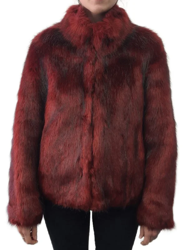 UNREAL FUR Women's Red Vegan Fur High Collar Delish Jacket #8900115 Small NWT Notch Collar Peter Pan Collar Cowl Neck UNREAL FUR Women's Red Vegan Fur High Collar Delish Jacket #8900115 Small NWT Notch Collar Peter Pan Collar Cowl Neck