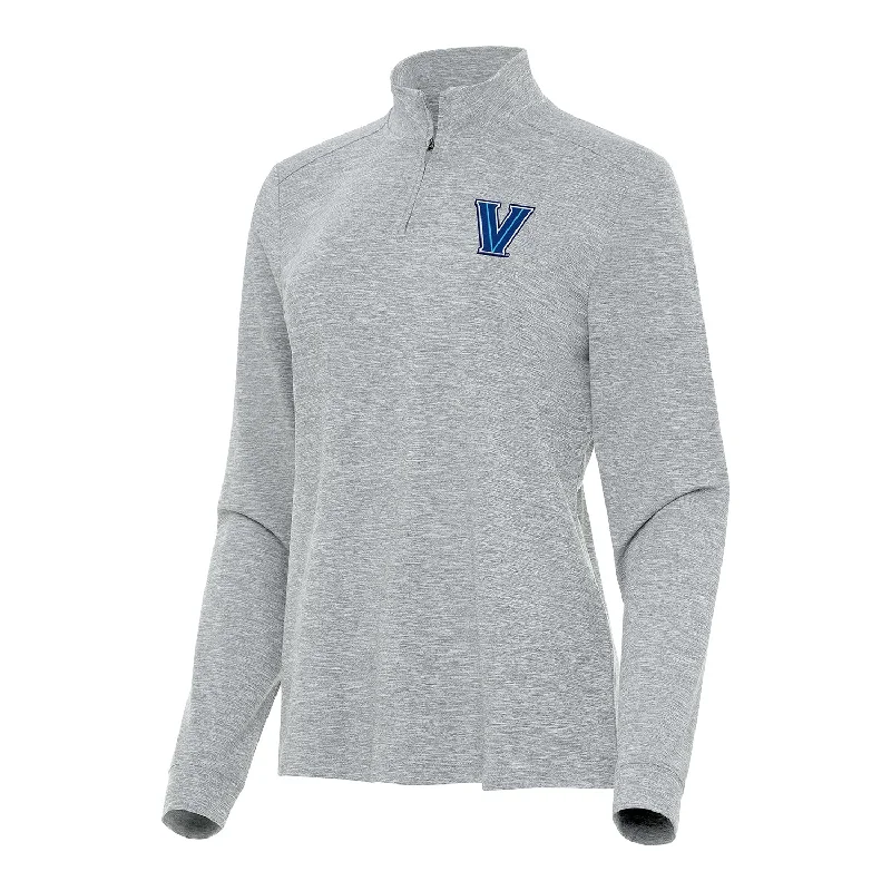 Ladies Villanova Wildcats 1/4 Zip Mock Heather Grey Jacket Zippered Front Buttoned Front Snap Front Ladies Villanova Wildcats 1/4 Zip Mock Heather Grey Jacket Zippered Front Buttoned Front Snap Front