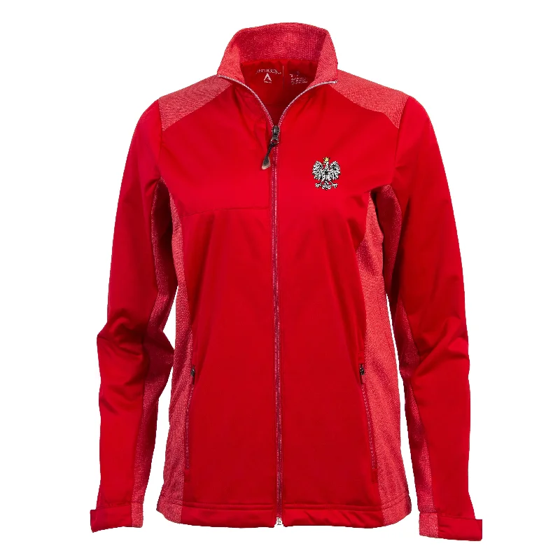 Women's Antigua Polska Revolve Jacket Dark Red with Eagle Emblem Knit Fabric Woven Fabric Fleece Fabric Women's Antigua Polska Revolve Jacket Dark Red with Eagle Emblem Knit Fabric Woven Fabric Fleece Fabric
