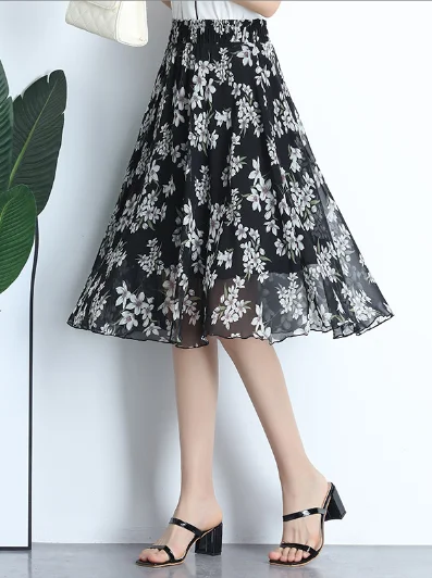 summer Joker floral long thin high waist Korean version big pendulum A word skirt tulle skirt dreamy summer Joker floral long thin high waist Korean version big pendulum A word skirt tulle skirt dreamy