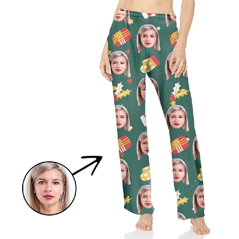 Custom Photo Pajamas Pants For Women Celebrate Christmas With You Casual Sweatpants Style Custom Photo Pajamas Pants For Women Celebrate Christmas With You Casual Sweatpants Style
