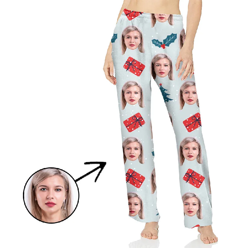 Custom Photo Pajamas Pants For Women Christmas Tree With Gifts Fashionable Jogger Pants Custom Photo Pajamas Pants For Women Christmas Tree With Gifts Fashionable Jogger Pants