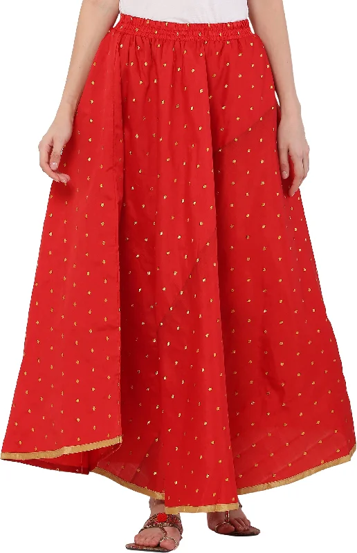 PAVONINE Red Color Golden Zari Work Satan Fabric Maxi Skirt For Women low waist skirt PAVONINE Red Color Golden Zari Work Satan Fabric Maxi Skirt For Women low waist skirt
