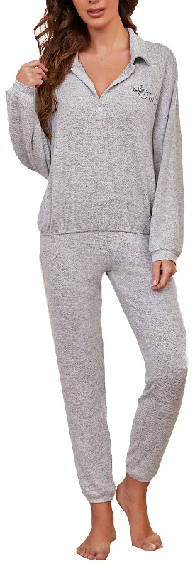 RH Women’s Pajama Set Collared Long Sleeve V-Neck Top/Pants PJS Set RHW2927-C Modern Skinny Pants RH Women’s Pajama Set Collared Long Sleeve V-Neck Top/Pants PJS Set RHW2927-C Modern Skinny Pants